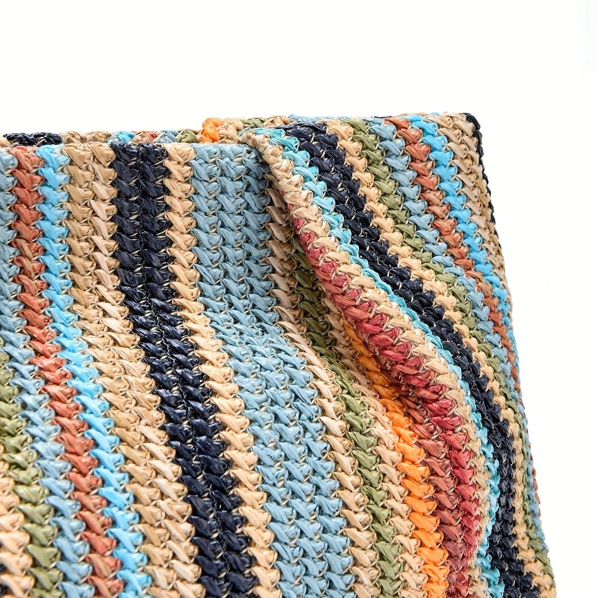 Rainbow Striped Woven Clutch