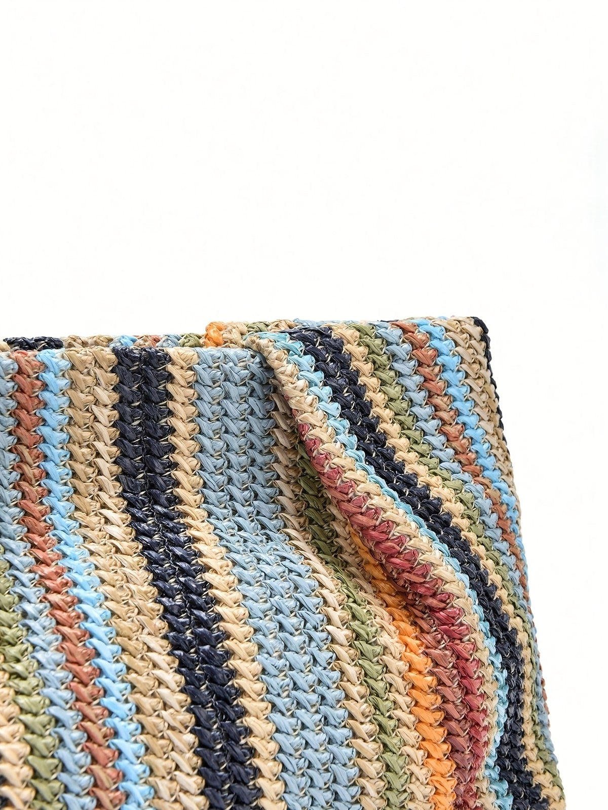 Rainbow Striped Woven Clutch