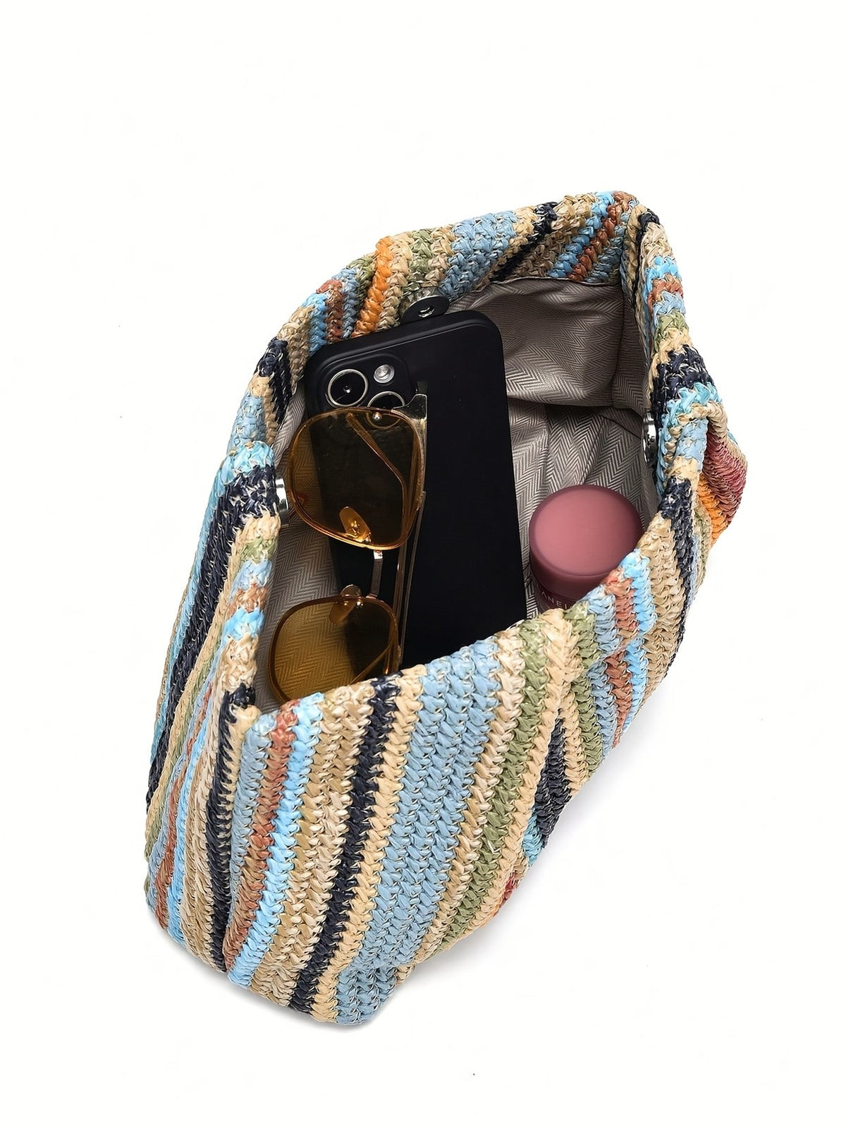 Rainbow Striped Woven Clutch