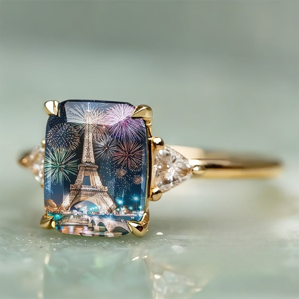 Fireworks Eiffel Tower Square Ring