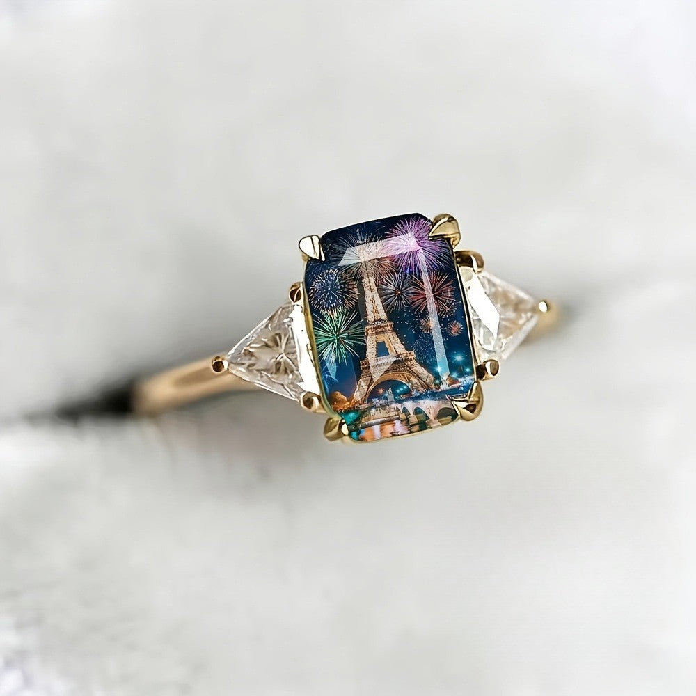 Fireworks Eiffel Tower Square Ring