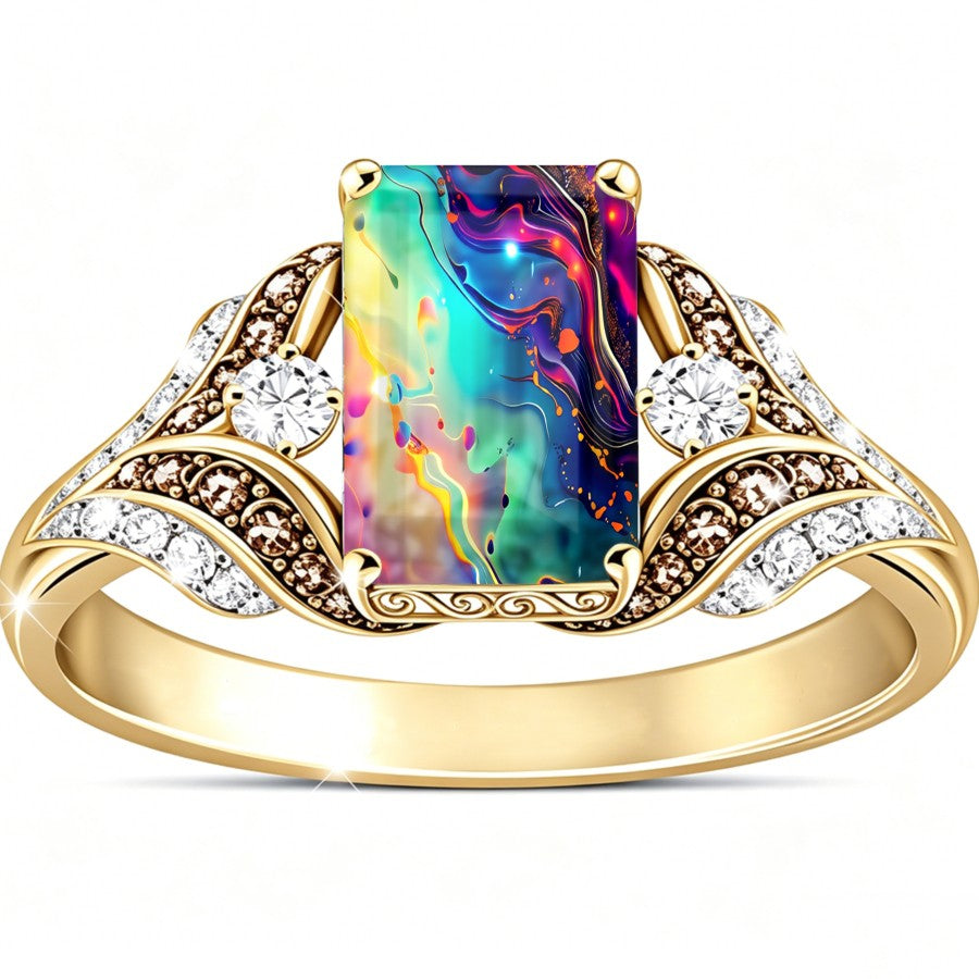 Colorful Abstract Square Ring