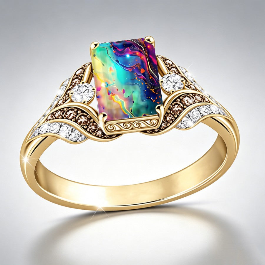 Colorful Abstract Square Ring