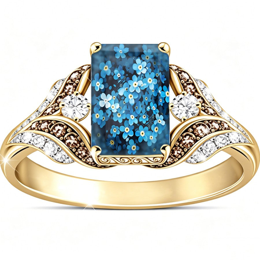 Blue Forget-Me-Not Square Ring