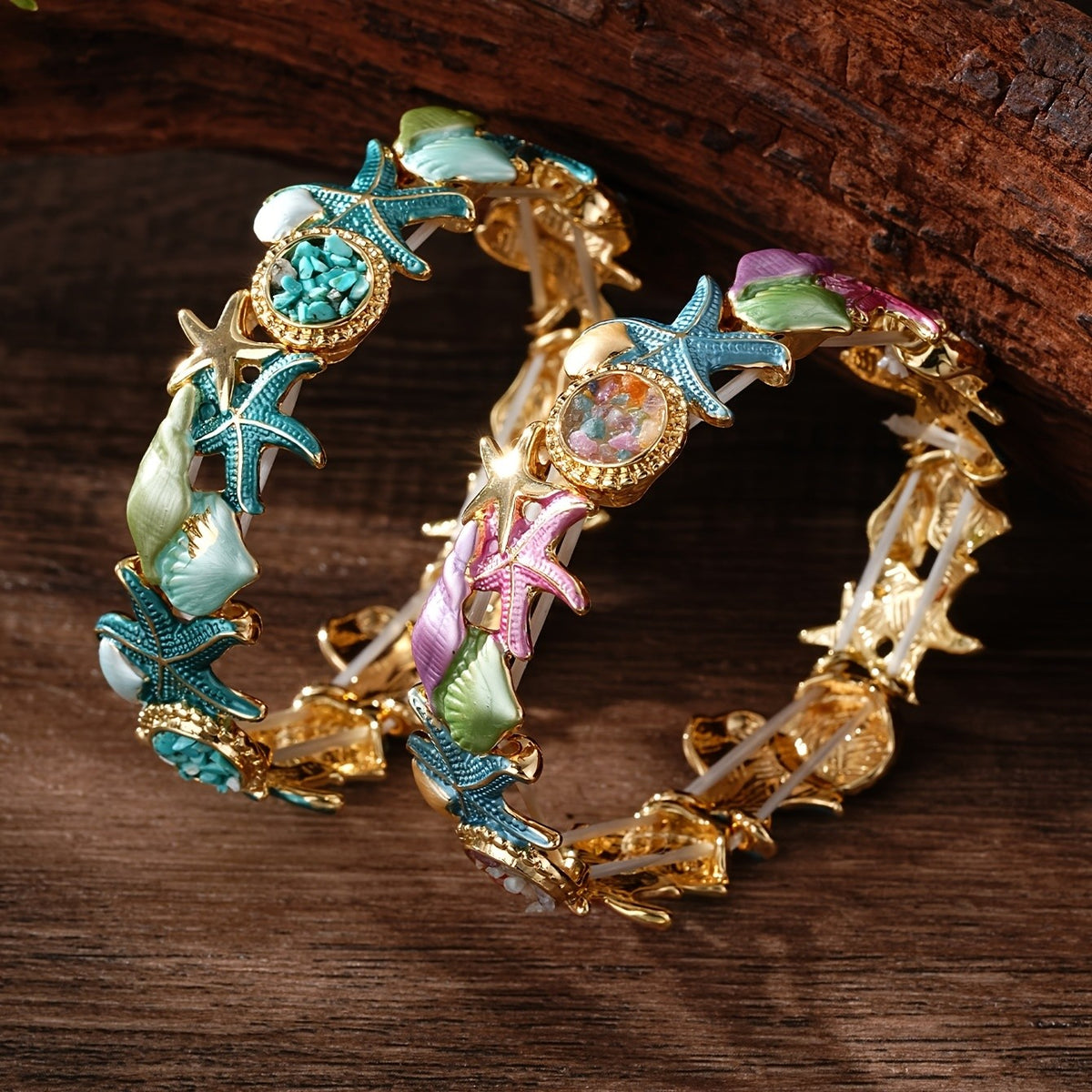 Starfish & Seashell Cuff Bracelet