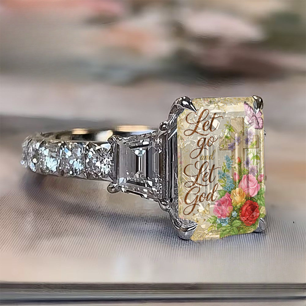 Let Go And Let God Floral Ring