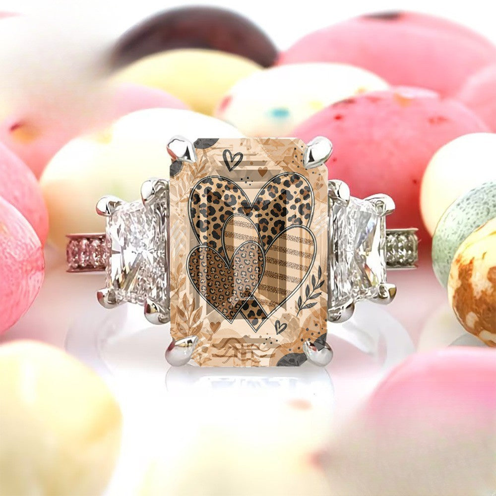 Her Leopard Heart Square Ring