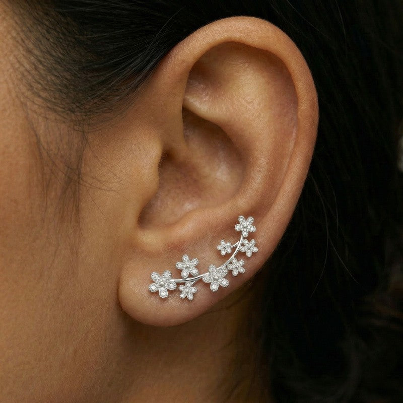 Floral Vine Cuff Earrings