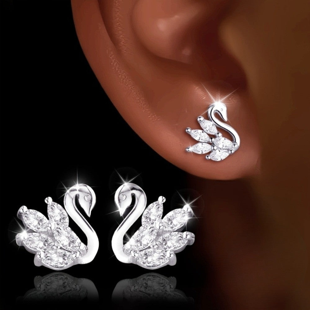 Crystal Swan Earrings