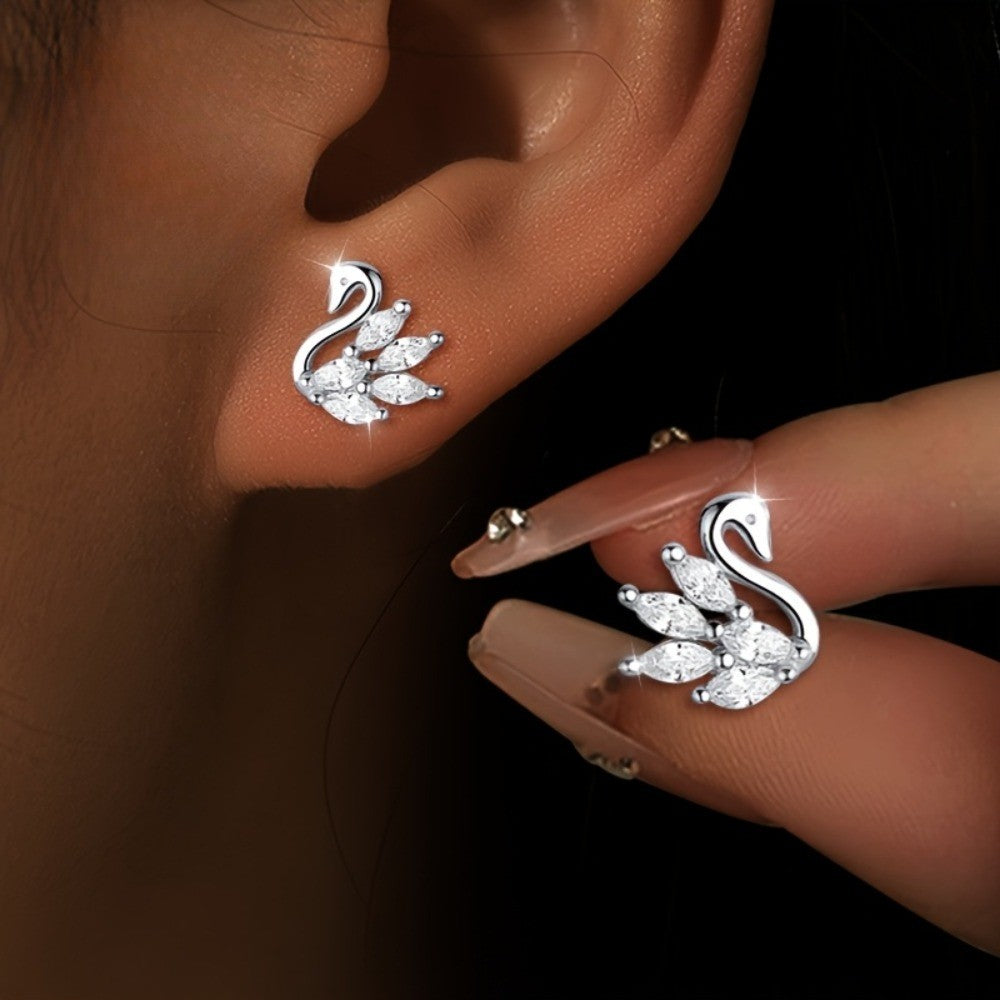 Crystal Swan Earrings