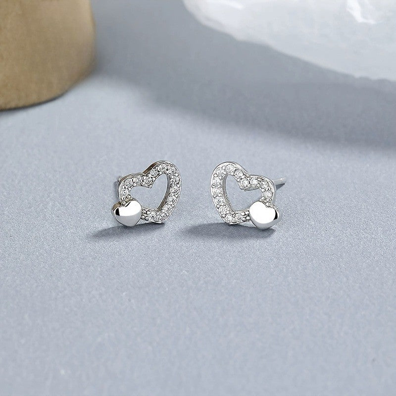 Crystal Open Heart Stud Earrings