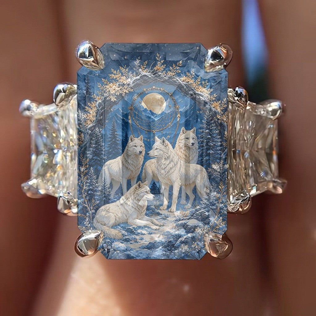 Winter Wolf Square Ring