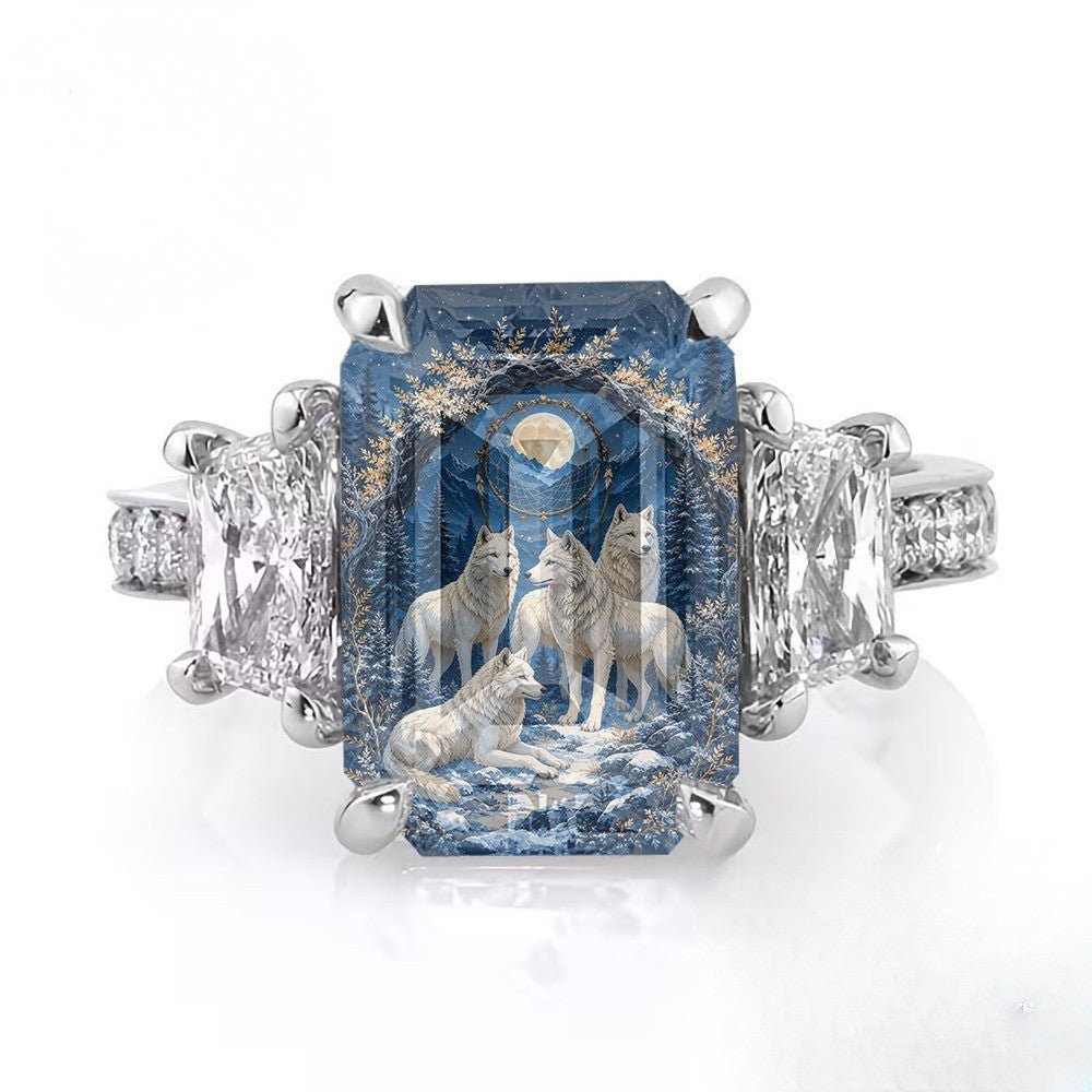 Winter Wolf Square Ring