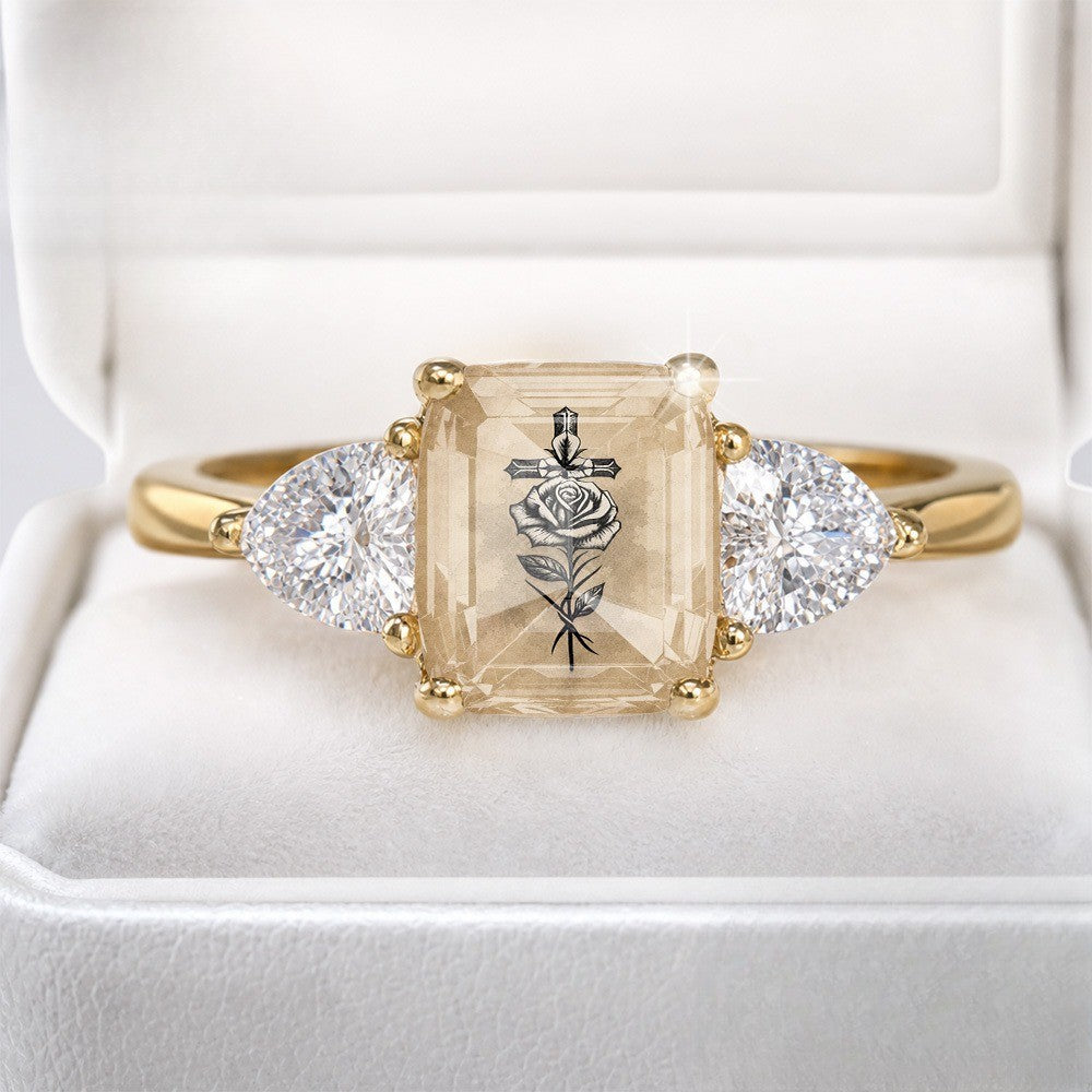 Rose & Cross Rectangular Ring