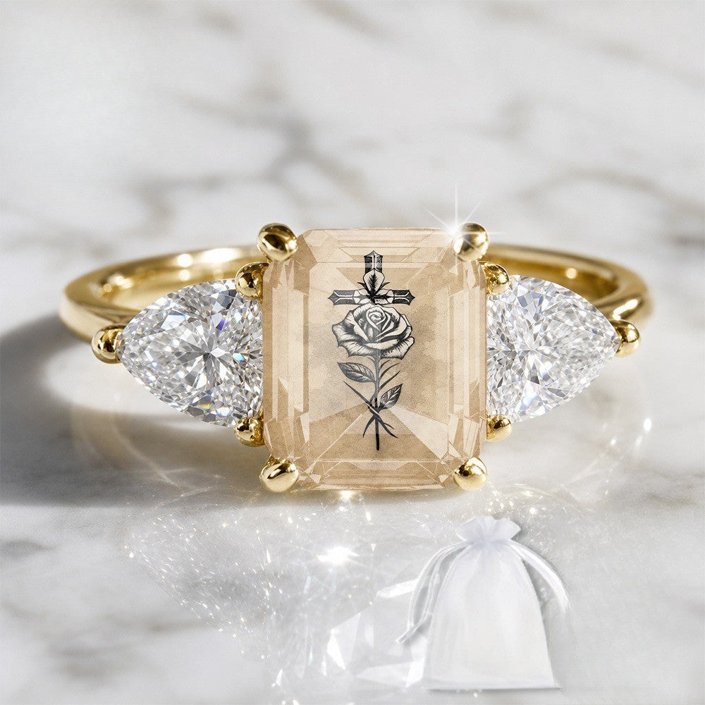 Rose & Cross Rectangular Ring