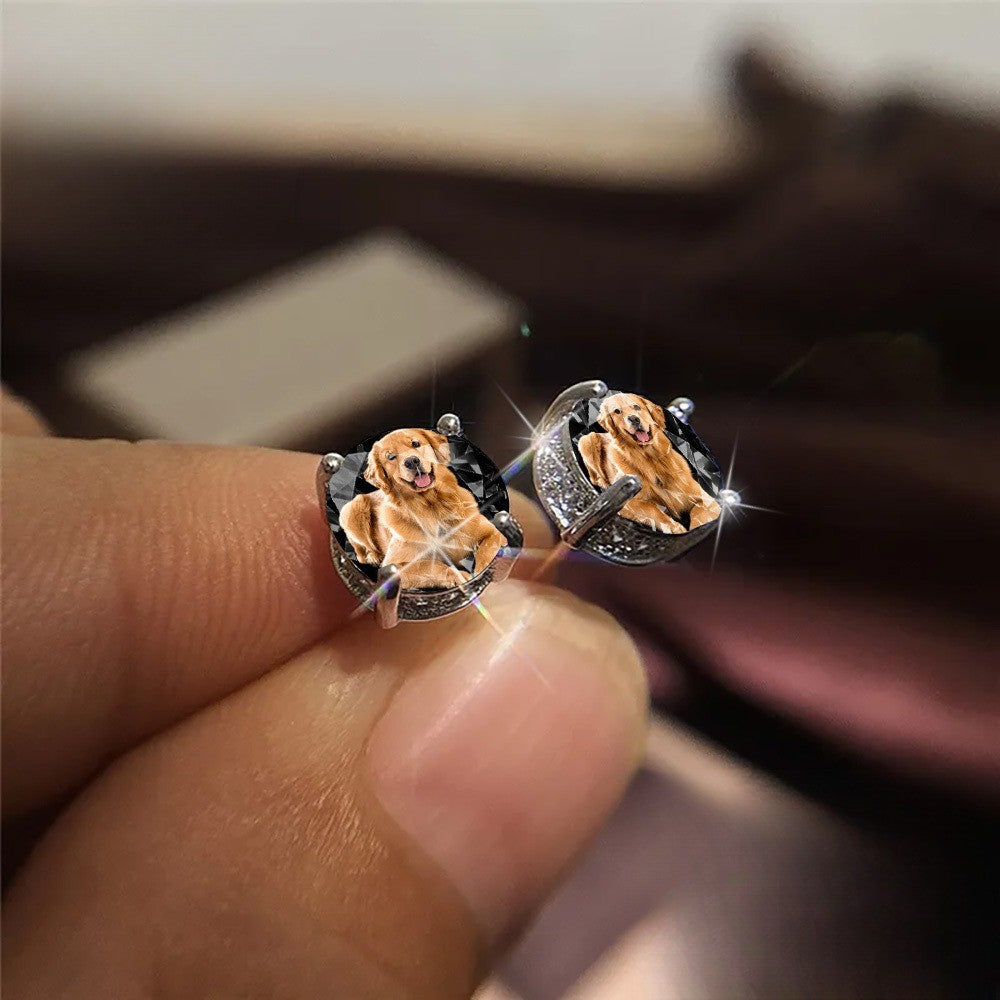 Golden Retriever Crystal Stud Earrings