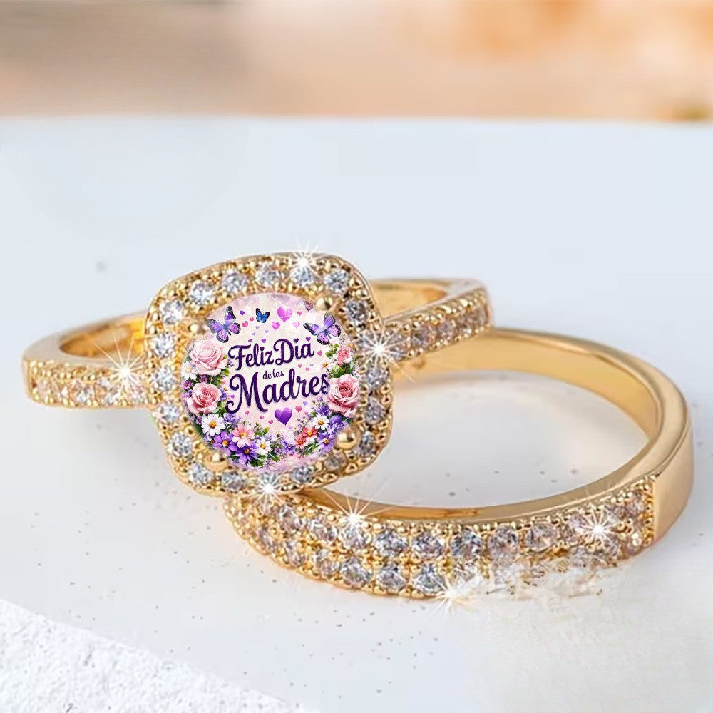 Floral Square Ring Set