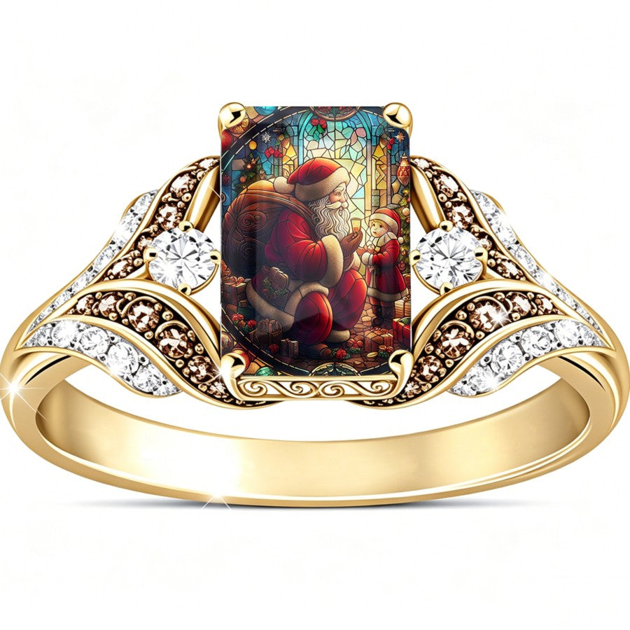Stained Glass Santa Ring