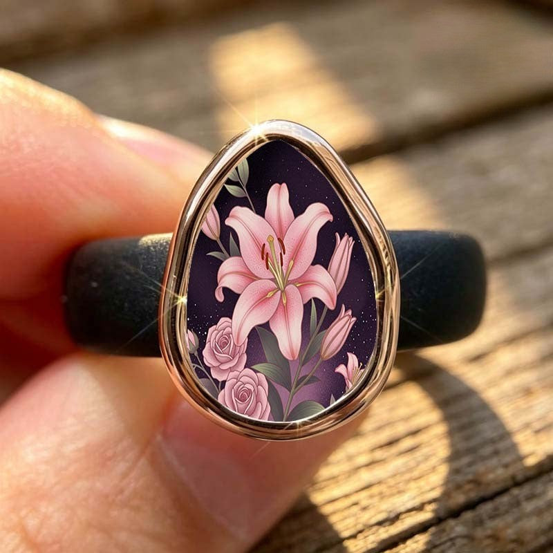 Pink Lily Floral Ring