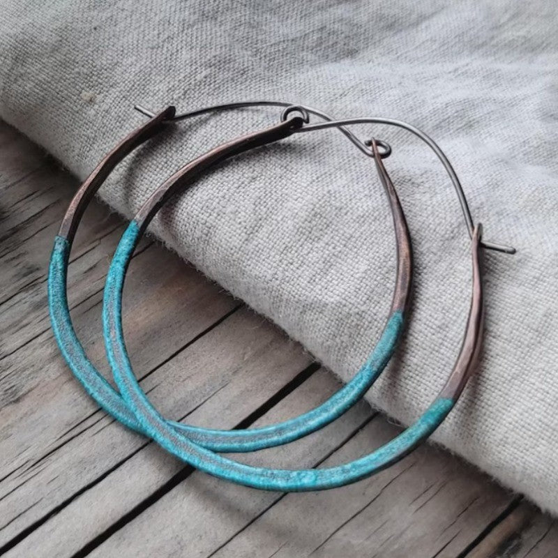 Two-Tone Patina Hoop Earrings