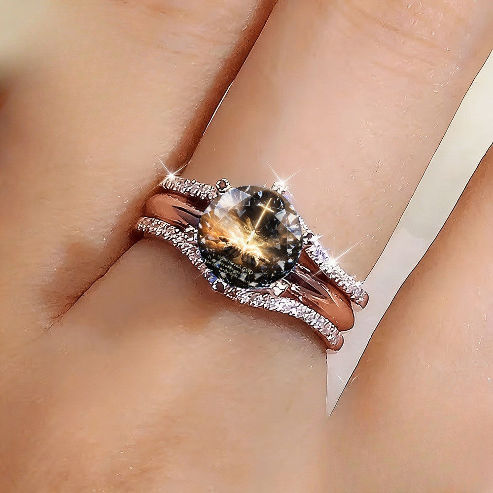 Rose Gold Split Shank Statement Ring