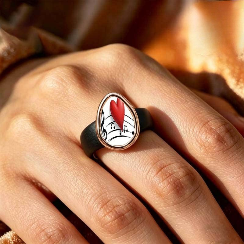 Musical Heart Teardrop Ring