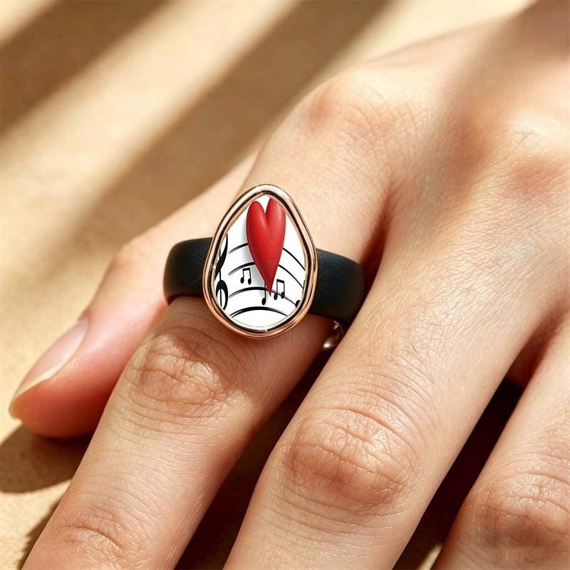 Musical Heart Teardrop Ring