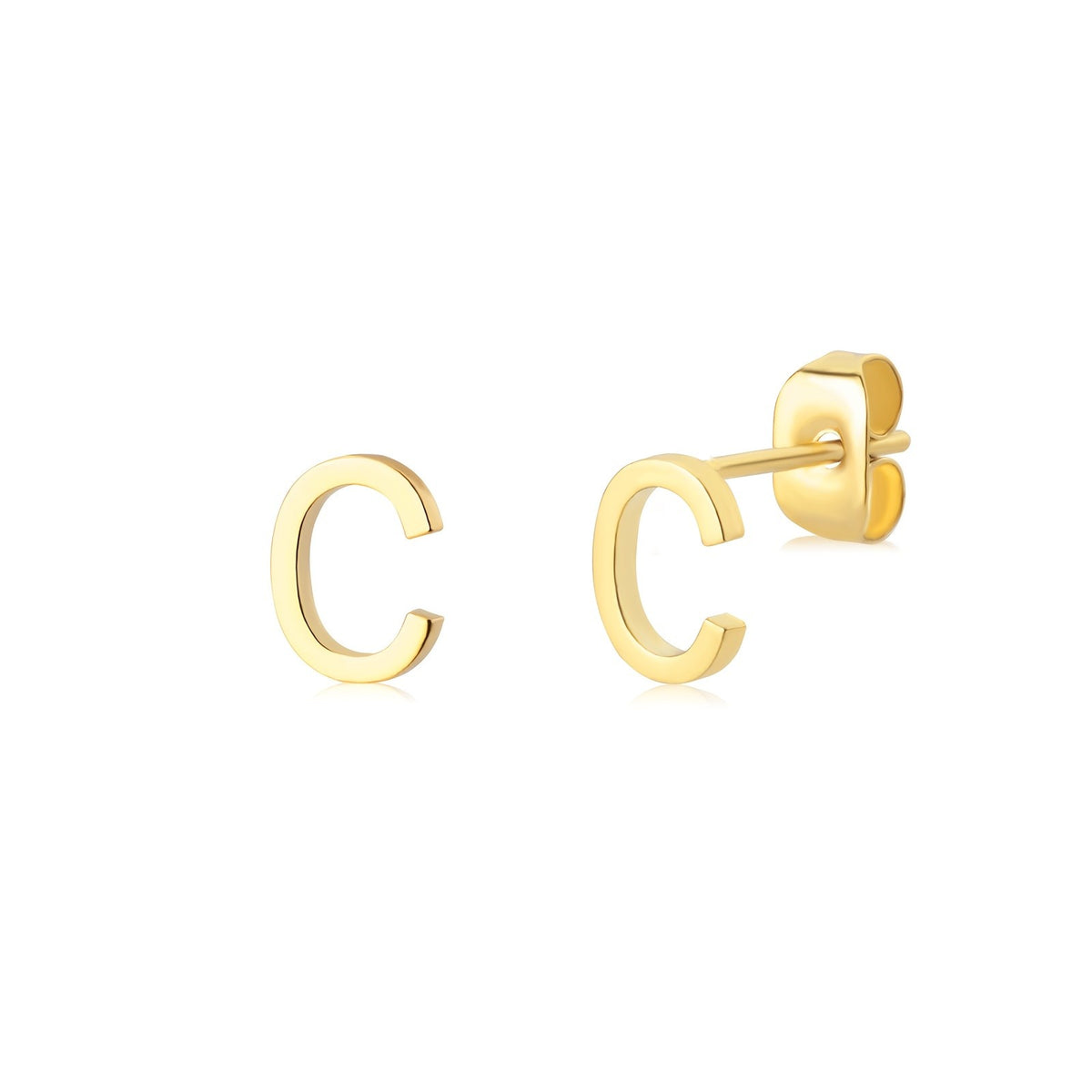 Block Letter Initial Stud Earrings