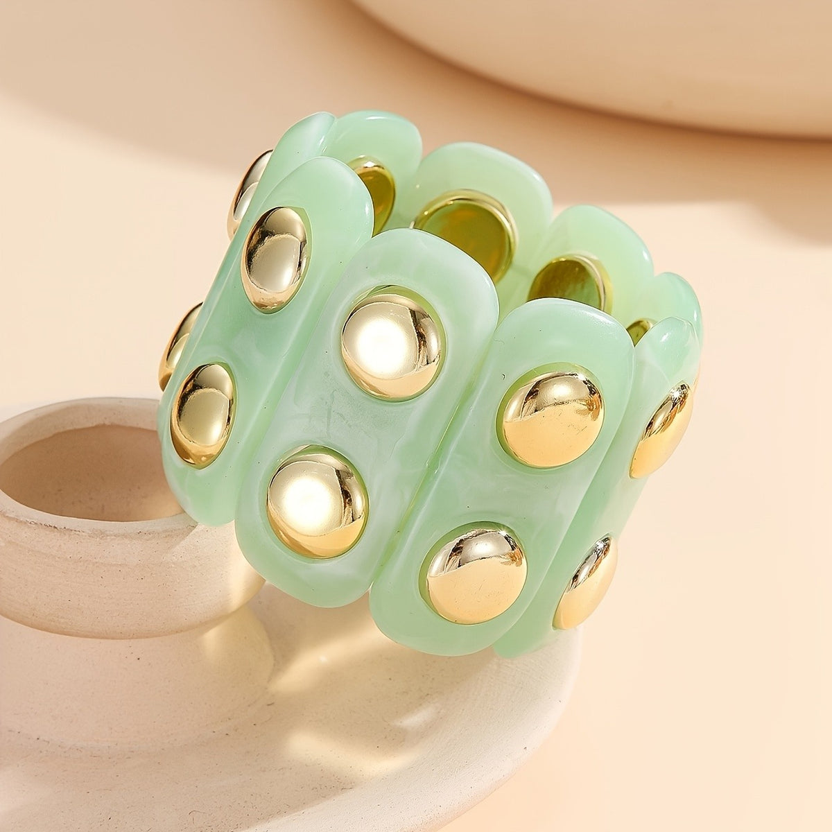 Pink Geometric Disc Bracelet