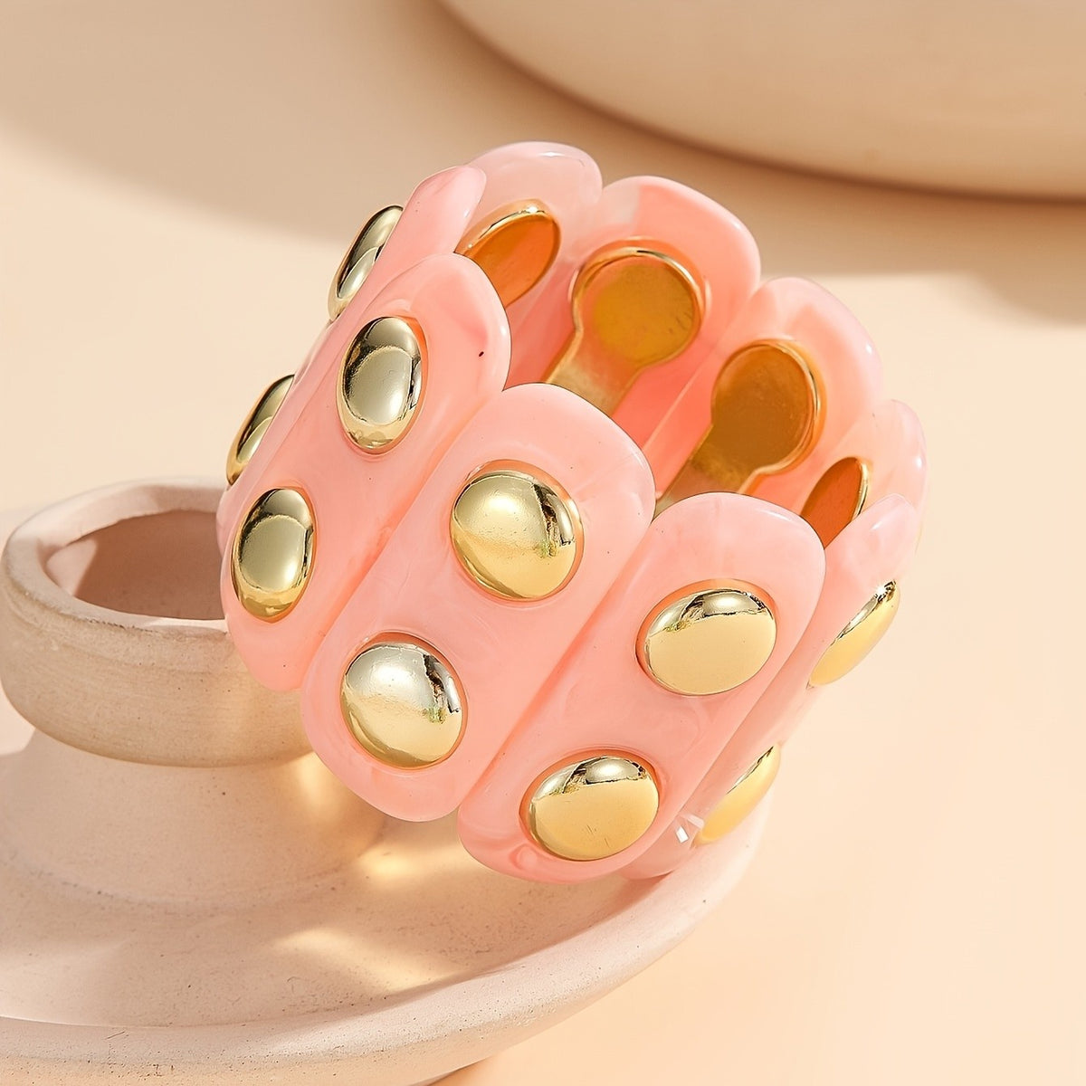 Pink Geometric Disc Bracelet