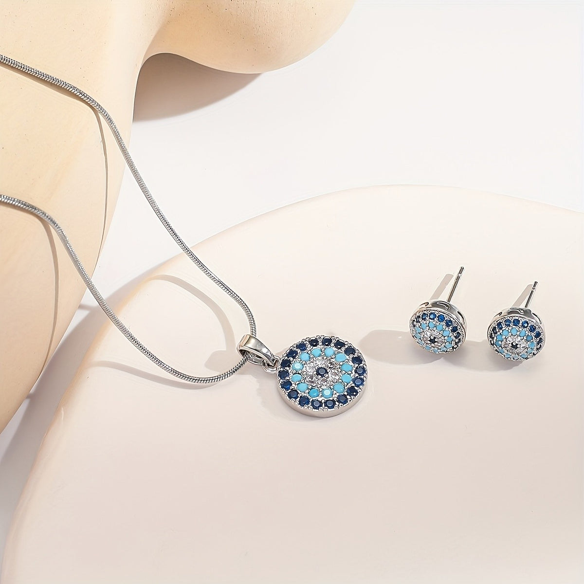 Blue Zircon Evil Eye Jewelry Set