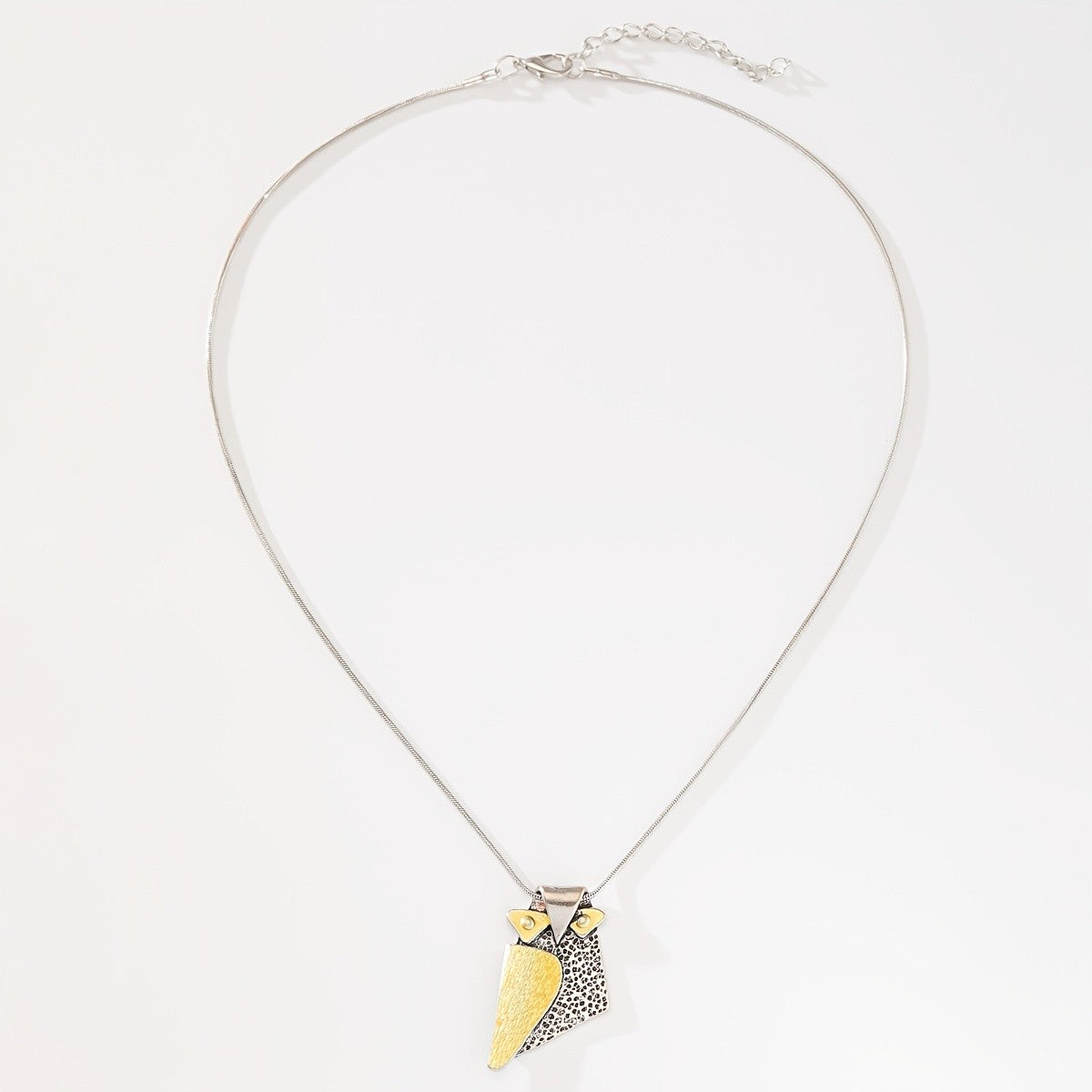 Two-Tone Textured Owl Necklace
