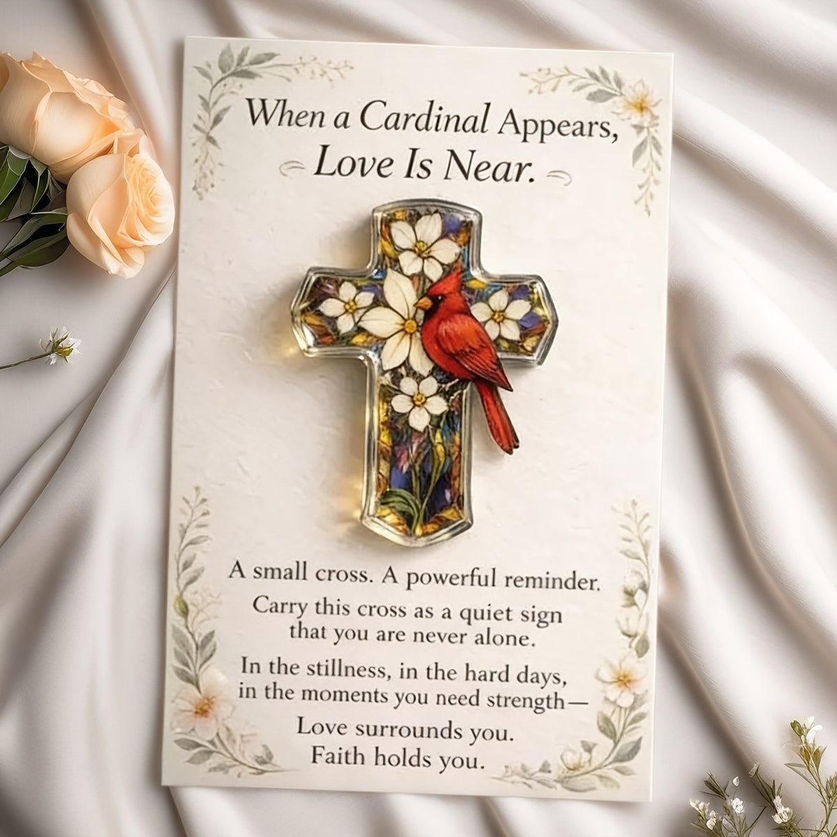 Red Bird Cross Pin
