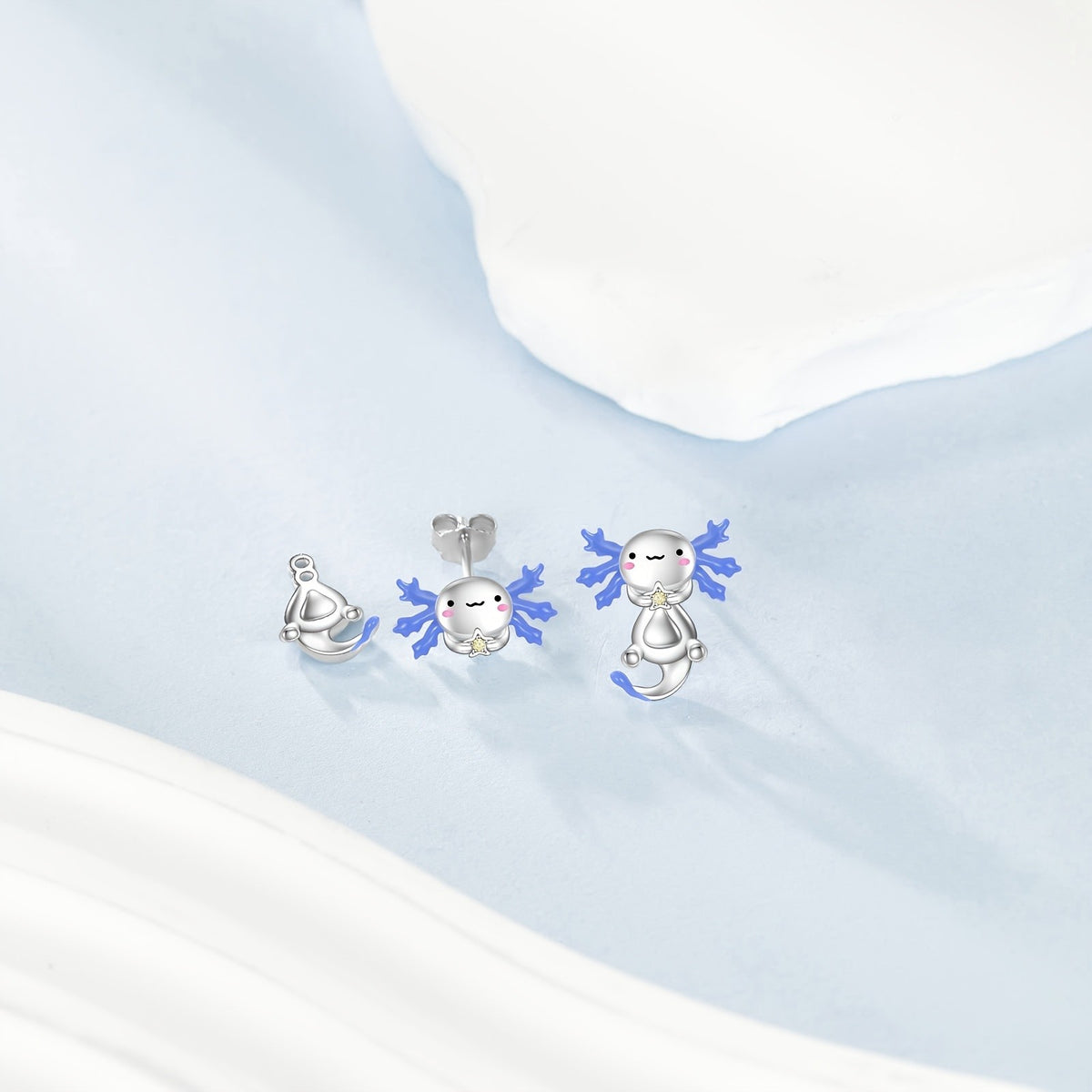 Blue Axolotl Stud Earrings
