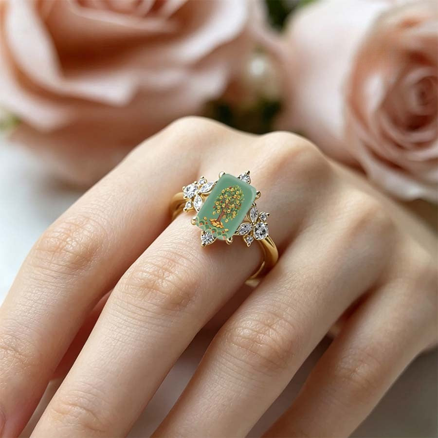 Money Tree Rectangle Ring