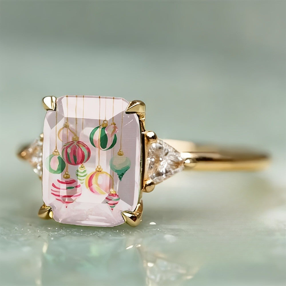 Festive Ornament Rectangle Ring