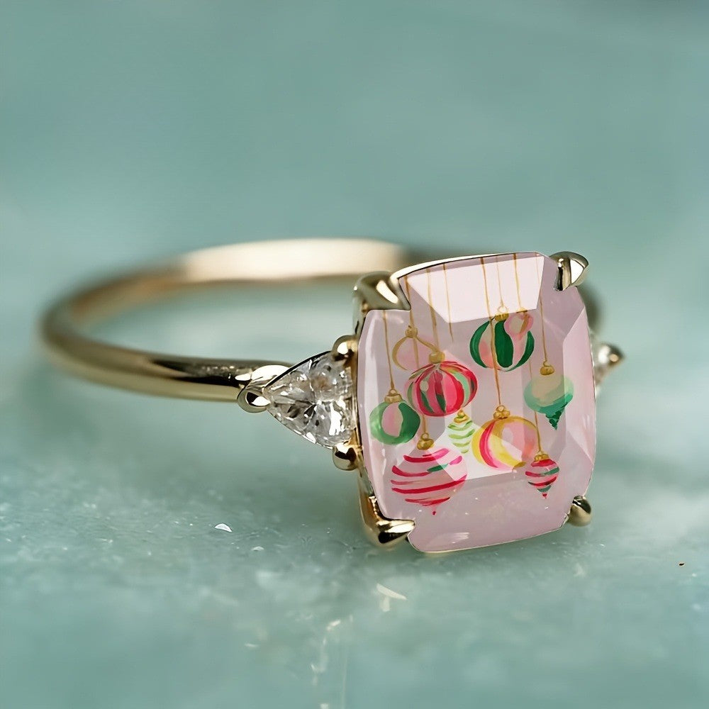 Festive Ornament Rectangle Ring