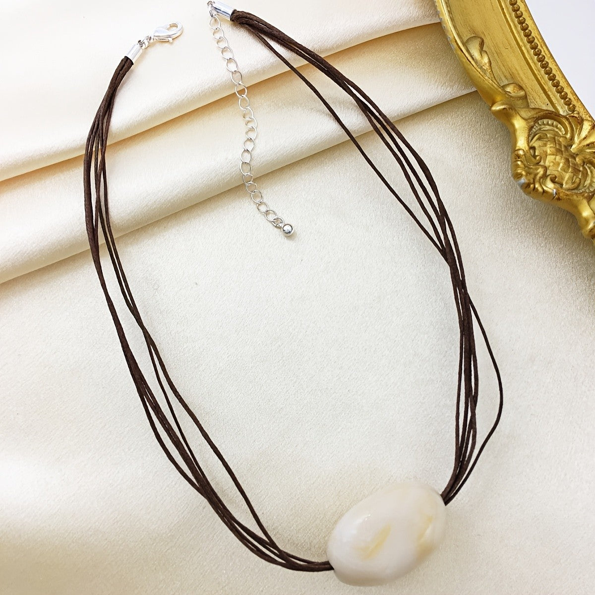 Marbled Oval Multi-Strand Necklace