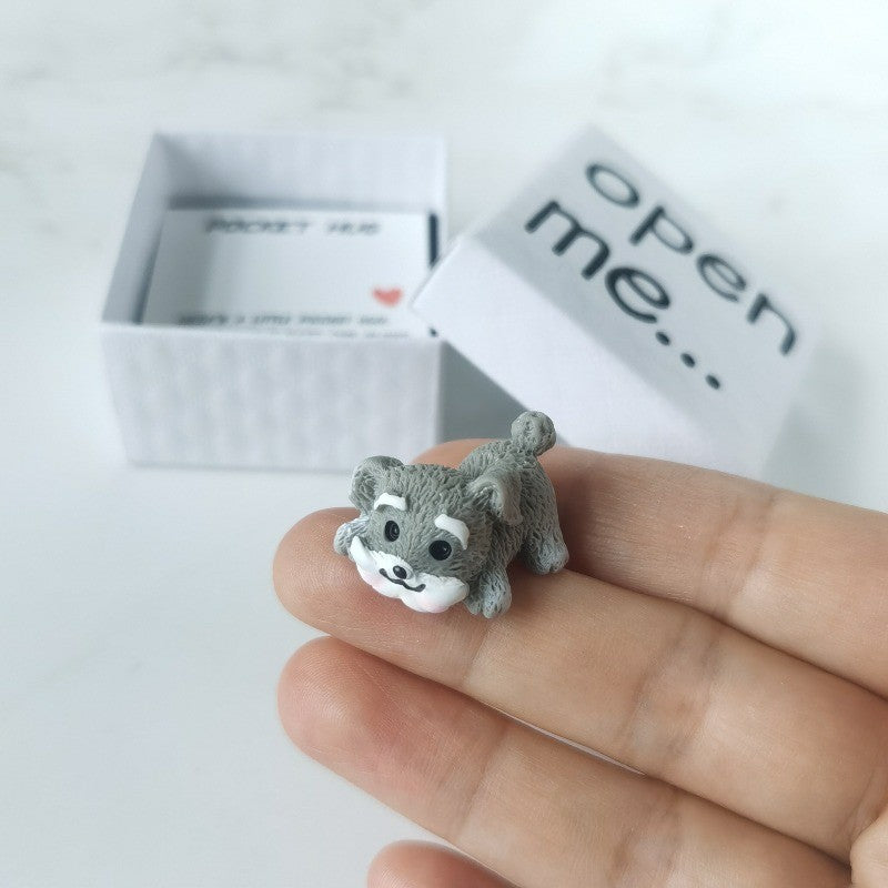 Grey Schnauzer Pocket Hug Figurine