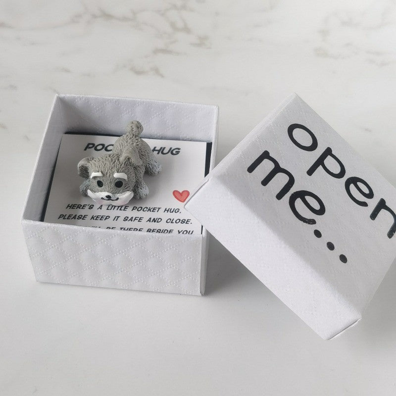 Grey Schnauzer Pocket Hug Figurine