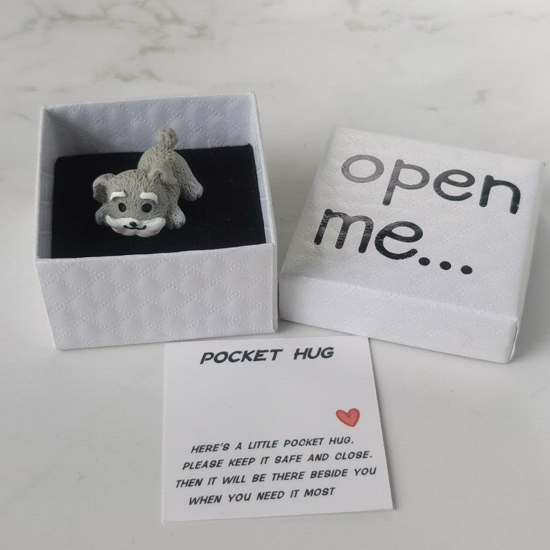 Grey Schnauzer Pocket Hug Figurine