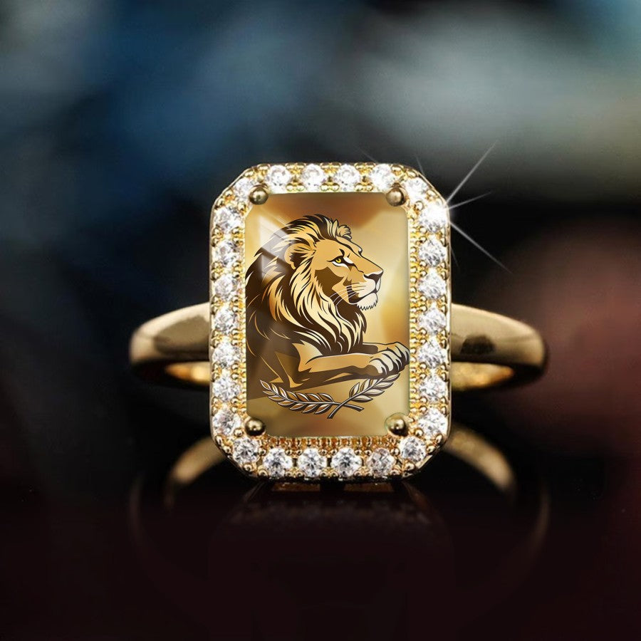 Lion Rectangular Statement Ring