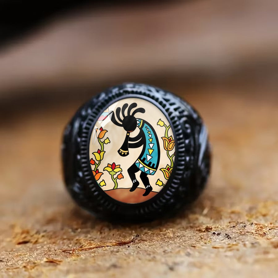 Kokopelli Dancer Oval Ring
