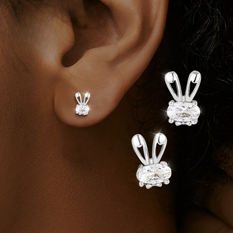 Crystal Rabbit Stud Earrings