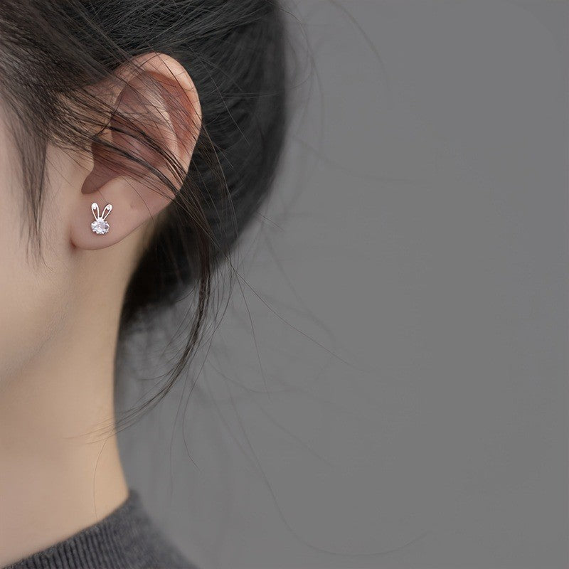 Crystal Rabbit Stud Earrings
