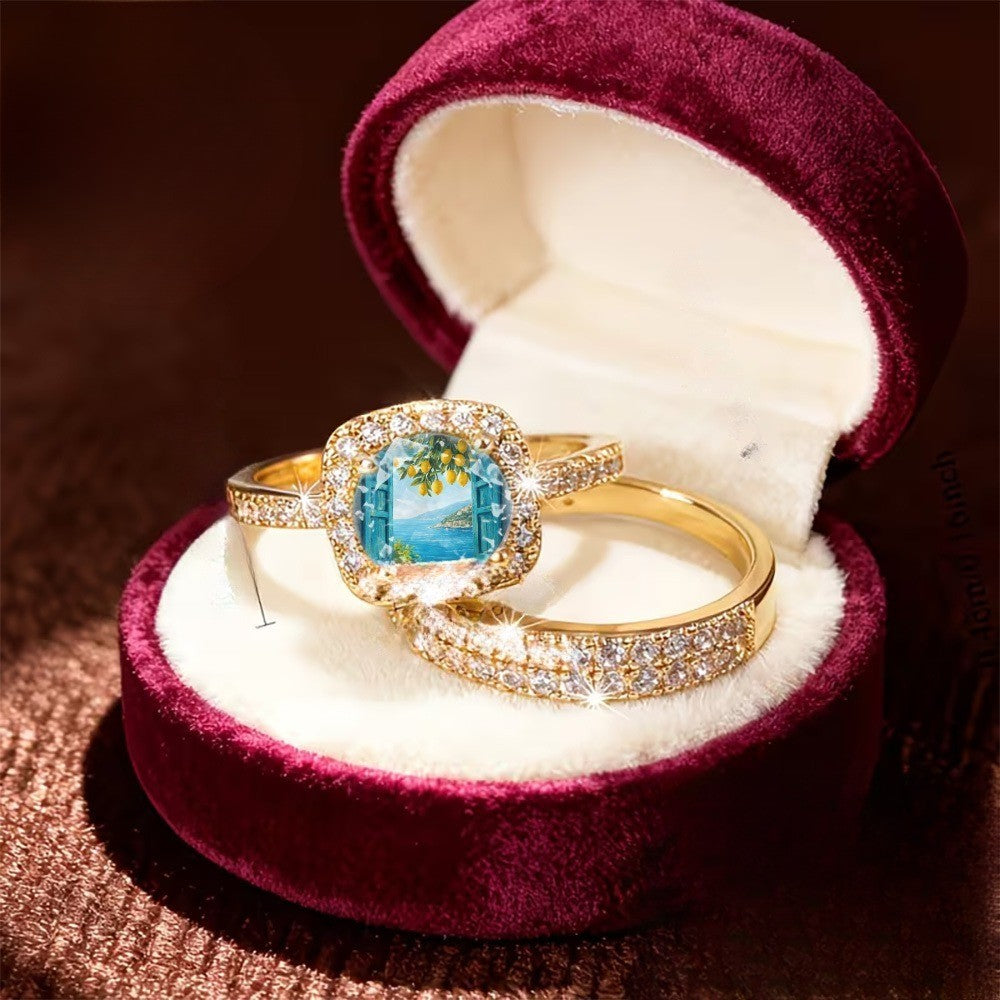 Lemon Coast Square Ring Set
