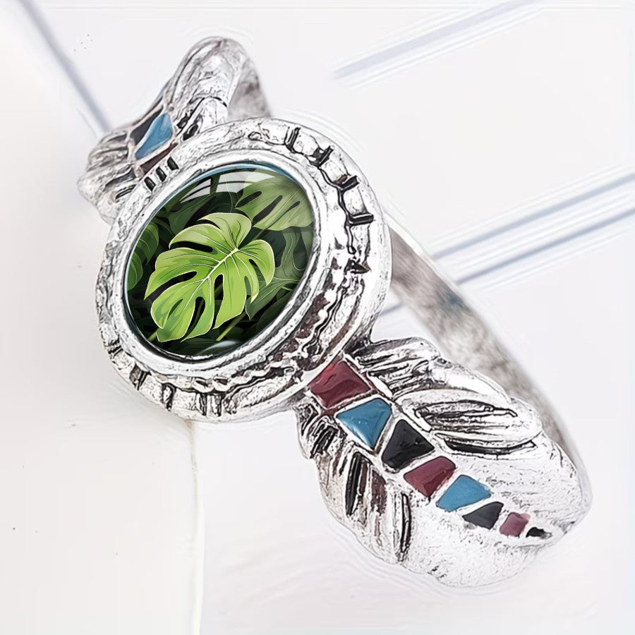 Monstera Leaf Oval Ring