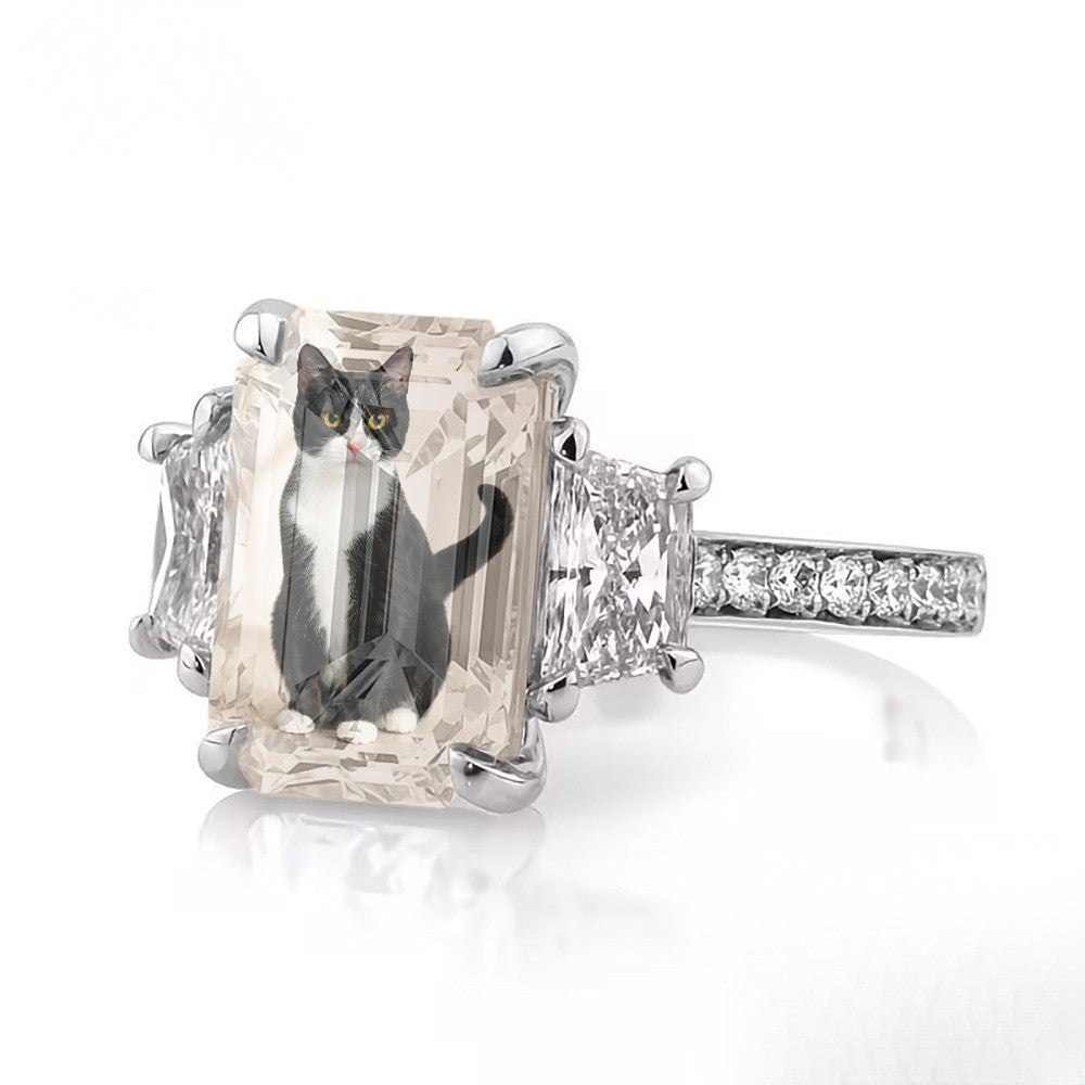 Cat Emerald Cut Ring