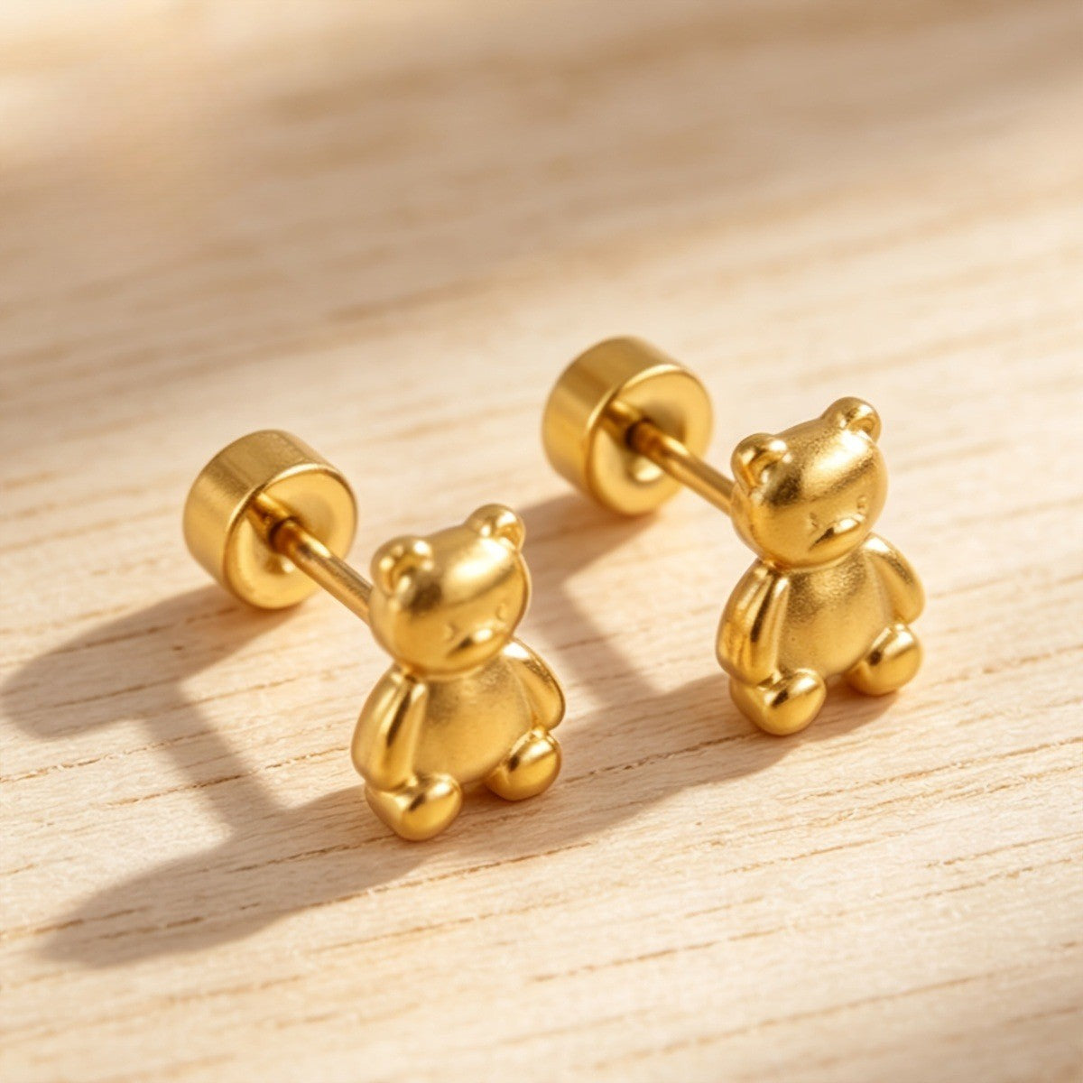 3D Teddy Bear Stud Earrings