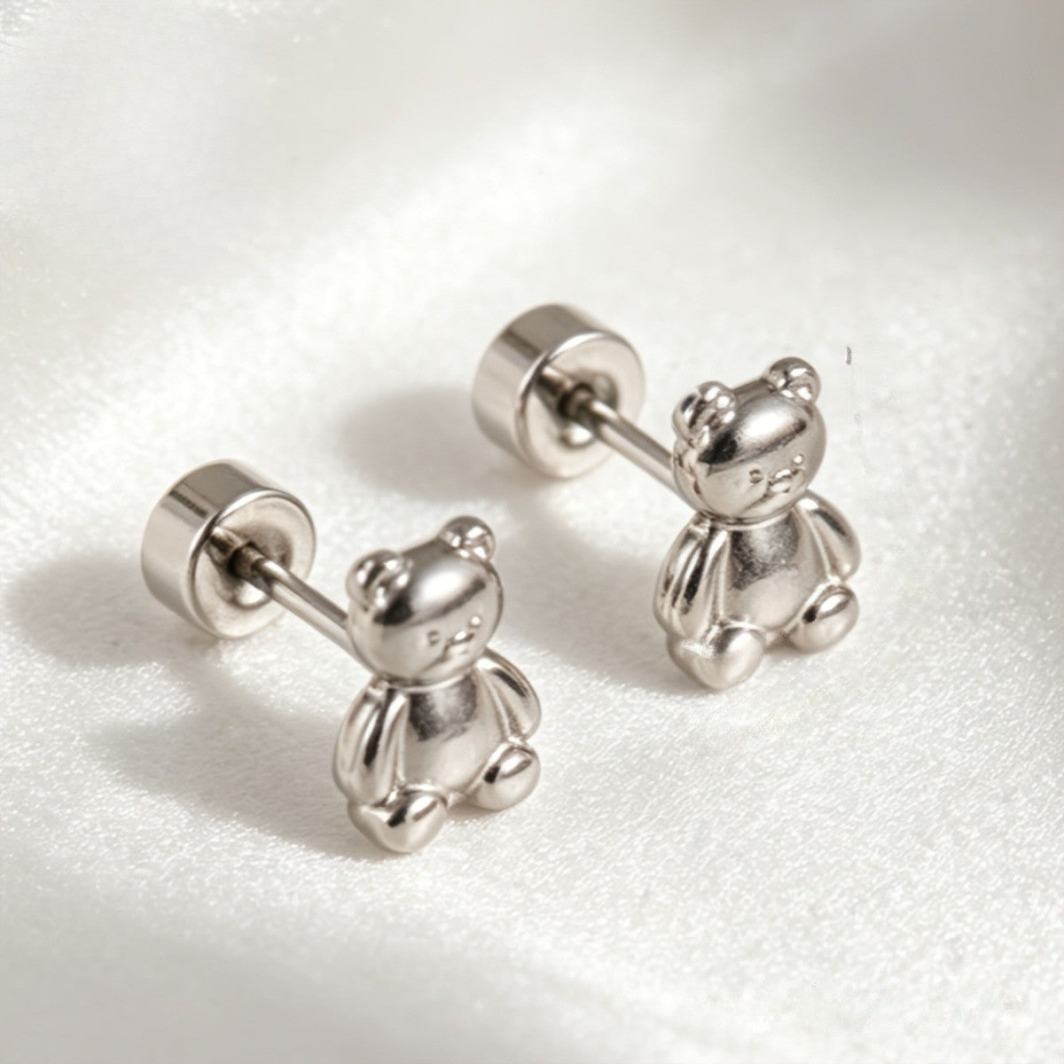 3D Teddy Bear Stud Earrings